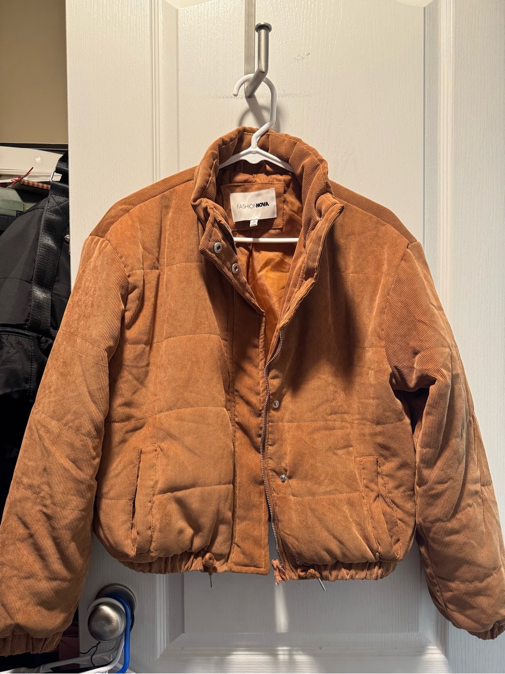 Fashion Nova Women's Tan Corduroy Puffer Jacket